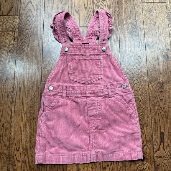 GAP Toddler Pink Corduroy Skirtall Dress 3T Adjustable Ruffle Straps Pockets - Picture 1 of 11